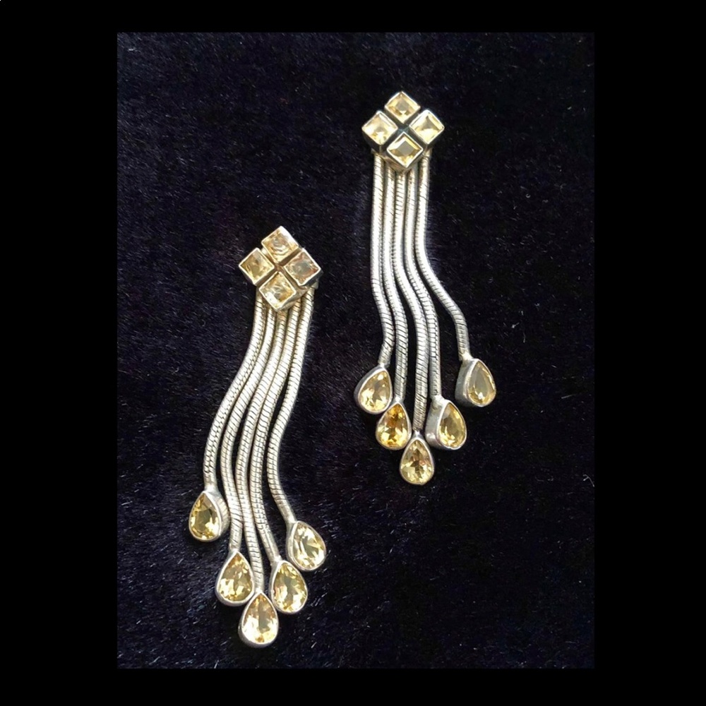 Vintage citrine yellow dangle earrings